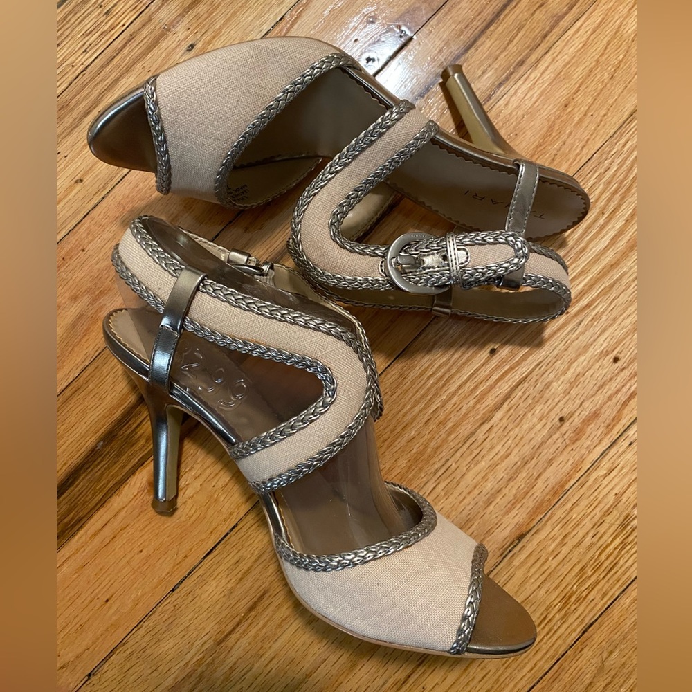 Tahari- Lima low heel sandals with braid trim
